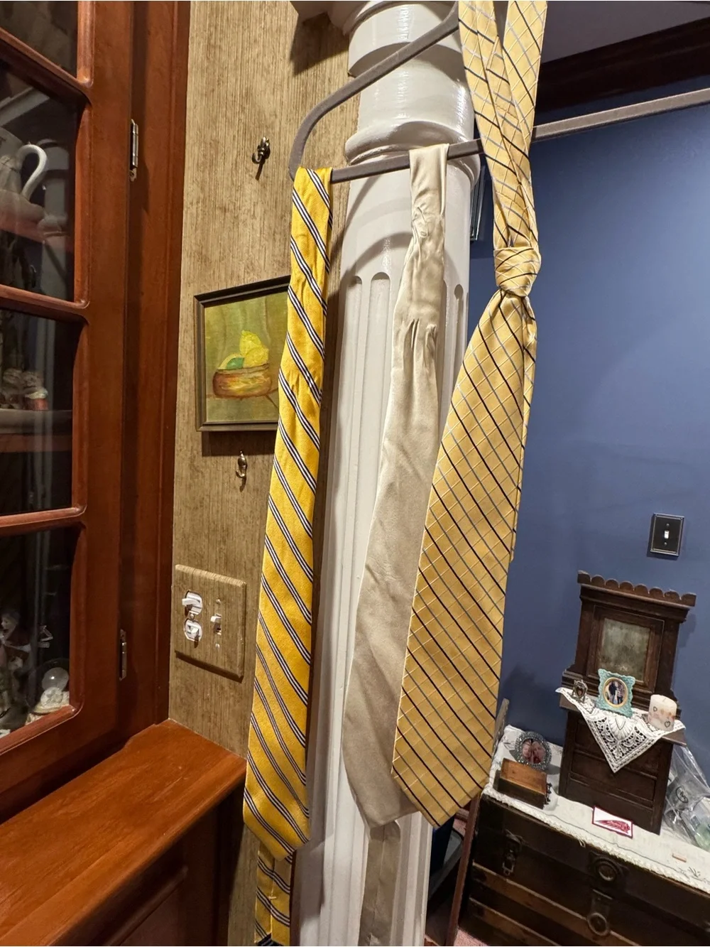 3 Men’s Ties Yellow Striped and Satiny Beige
